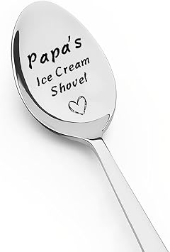 Papa Gifts for Dad Grandpa Papas Ice Cream Shovel Spoon Engraved Birthday Gift for Papa Grandfather Grandpa Fathers Day Gift for Granddad Daddy Christmas Gifts for Ice Cream Lover Gift