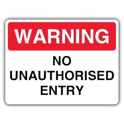 Warning No Unauthorised Entry - Landscape Metal Sign Decorative Wall Plaque, 12 X 16 inch