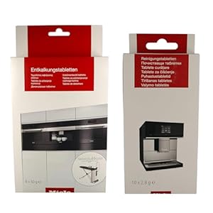 Ontkalkingstabletten en reinigingstabletten voor Miele volautomatische koffiemachines, koffiezetapparaten en espressomachines, 6 ontkalkingstabletten en 10 reinigingstabletten
