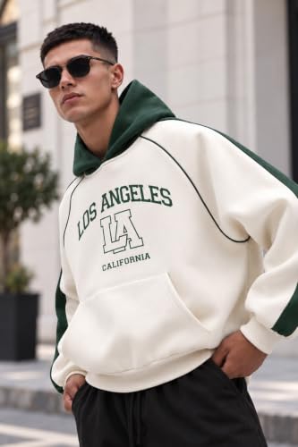 Image of Veirdo Men's Oversized Fit Solid Cotton Hoodie Full Sleeve Hooded Sweatshirt Kangaroo Pocket Warm Winter Wear Warm Stylish Pullover for College, Cafe and Weekend Outings (Sizes S to XXL)