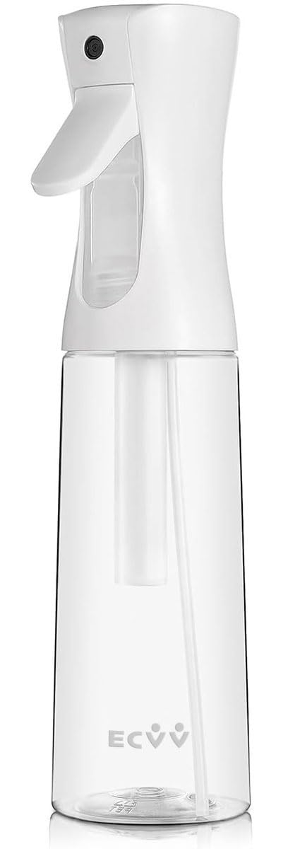 300ml Premium Continuous Spray Bottle Plastic Empty Hair Mist Sprayer Ultra Fine Water Mister for Hairstyling Cleaning Salons Plants Pet Care (Transparent White)