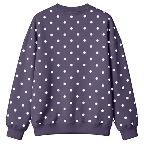 Oversized Sweatshirt for Women Crewneck Polka Dots Fleece Sweet Tops - image 6