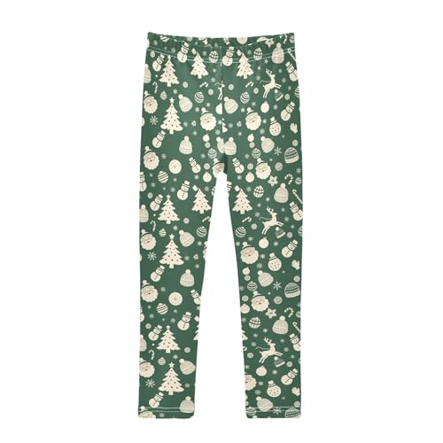 senya Girls Printed Leggings Yoga Pants Green Christmas Pattern for Kids in 4t to 10 Years, 4T