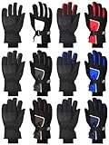 6 Pares Guantes de Esquí para Niños Guantes de Nieve Cálidos Impermeables a Prueba de Viento para Deportes Esquiar Invierno Infantiles (6-10 años, Azul Morado)