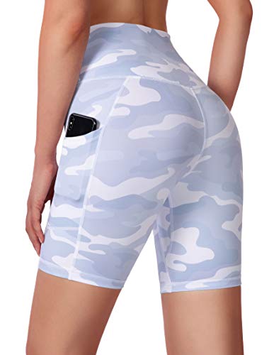 Soothfeel Women's High Waist Yoga Shorts with Side Pockets Tummy Control Running Gym Workout Biker Shorts for Women 8" /3"