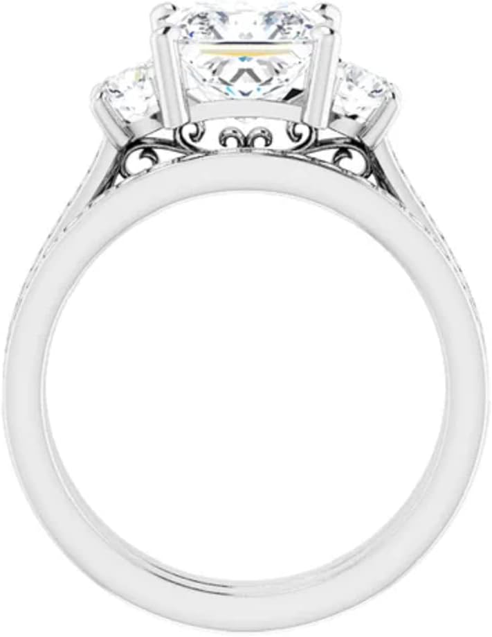 925 Silver 10K/14K/18K Solid White Gold Handmade Engagement Ring 1.5 CT Princess Cut Moissanite Diamond Solitaire Wedding/Bridal Rings Set for Women/Her Propose Ring