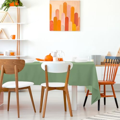 Image of Kopokita 6 Pack Sage Green Plastic Tablecloths Disposable 54 x 108 Inch