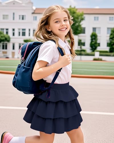 Image of KEREDA Girls Skirt Kids Casual 3-Layer Ruffle Skort School Uniform Skirts for Girls