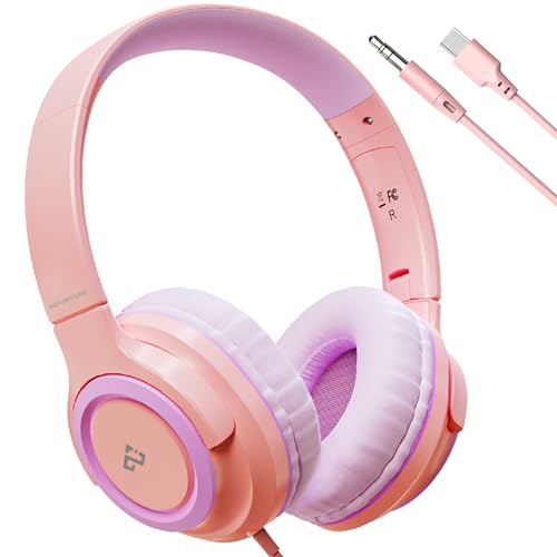 INFURTURE Casque Filaire USB C/3,5mm pour Enfants,Garçons et Filles,Limite de Volume 94 DB,Casque Filaire pour Adolescents,école,Voyage,Cadeaux pour la Fête des Enfants/Cadeaux de Rentrée Scolaire