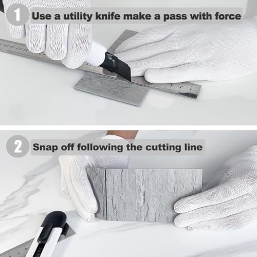 AULIGET 100 Piece Grey Shale Peel and Stick Backsplash Wall Tiles, 3" x 6" PVC Faux Stone Stick on Tiles for Backsplash Kitchen, Bathroom, Laundry Room, Camper, Fireplace by AULIGET - Image 7
