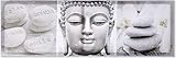 Cadre toile zen Bouddha - galets. 2 modèles au choix