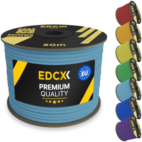 EDCX 4mm Nylon Paracord 550 30m (100 feet) - Type III, 100% Nylon Rope, 7 Strand Rope, 4mm Nylon Rope in Solid Colors (Red, 30 m)