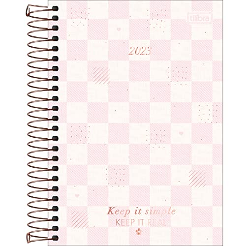 Agenda Espiral Diária 14 x 20 cm Soho 2023 - Quadriculado Rosa - Tilibra