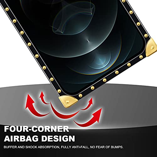 Daizag Iphone 13 Pro Case, Black Gold Marble Iphone 13 Pro Cases For Girls Womens, Luxury Golden Decoration Square Soft Tpu Shockproof Protective Hard Pc Back Iphone 13 Pro Case 6.1 Inch #TOP6