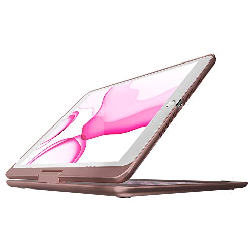 Ipad Keyboard Case For Ipad 2018 (6Th Gen) - Ipad 2017 (5Th Gen) - Ipad Pro 9.7 - Ipad Air 2 & 1 - Thin & Light - 360 Rotatable - Wireless/Bt - Backlit 10 Color - Ipad Case With Keyboard (Rose Gold) #TOP4