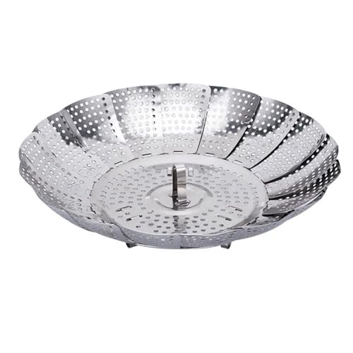 Dampfeinsatz Topf, Einstellbar DäMpfeinsatz Durchmesser Offen 27cm, Edelstahl Dampfgarer, Garsieb für Töpfe und Schnellkochtöpfe, Dünsteinsatz faltbar