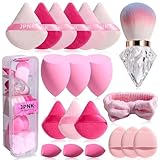 JPNK 20PCS Makeup Sponges Set with Powder Puff Brush for Liquid, Cream, and Powder And Small Mini Figure Makeup Sponge