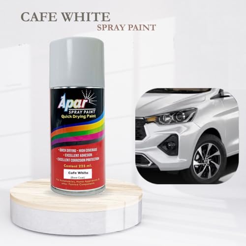 Image of APAR Spray Paint Cafe White (RC Colour Name) +PC, Compatible for Toyota Glanza,Urban Cruiser Hyryder Cars -225 ml (Pack of 2-Pcs)