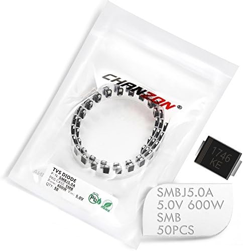 (Pack of 50 Pieces) Chanzon SMD TVS Diodes SMBJ5.0A SMBJ5.0 600W 5V SMB (DO-214AA) Unidirectional Channel 600 Watt 5 Volt