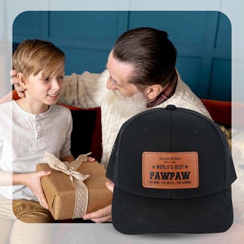 Image of Men's Hat Gifts - Men Cap Gifts for Christmas Father's Day Birthday Trucker Hat Leather Pattern Baseball Cap