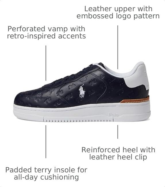 Image of Polo Ralph Lauren Mens Masters Court Logo Leather Sneaker