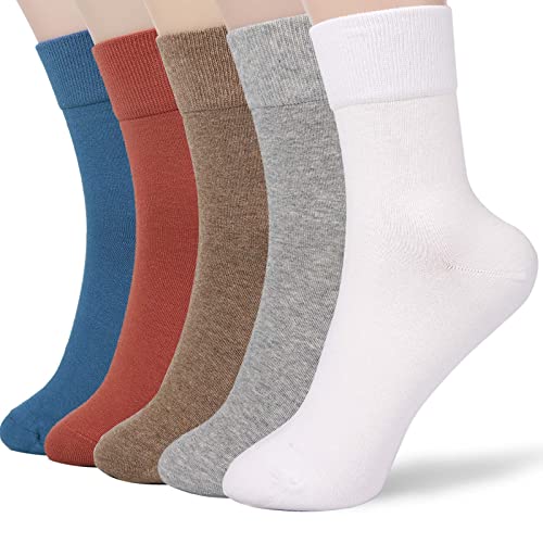 Image of FGZ Women Thin Cotton Socks Soft Cozy Socks Cute Ankle Crew Socks 5 Pairs