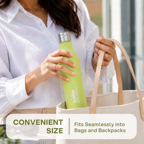 Image of CELLO Gem Stainless Steel Water Bottle for Daily Use 900 ml Green | Easy to Carry & Clean, Rust Proof Leak Proof Freezer & Fridge Safe Single Wall Steel Water Bottle for School Kids, Travel & Office