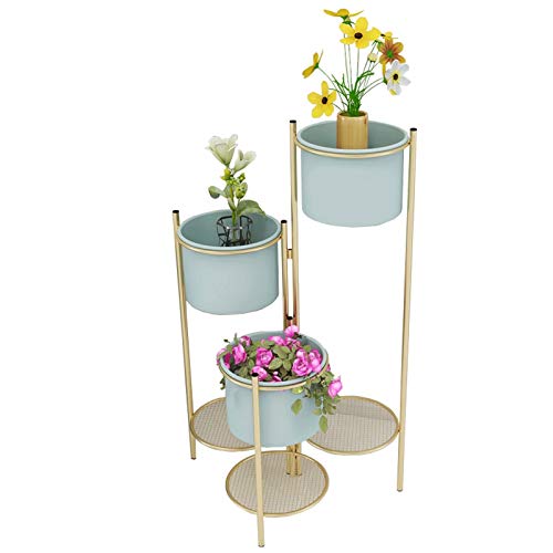 XYJNN Etagere Plantes-Cache Pot sur Pied Étagère à Fleurs Maison Balcon intérieur décoration Support en Fer forgé Salon Simple Cintre Multicouche Support de Fleur Vert