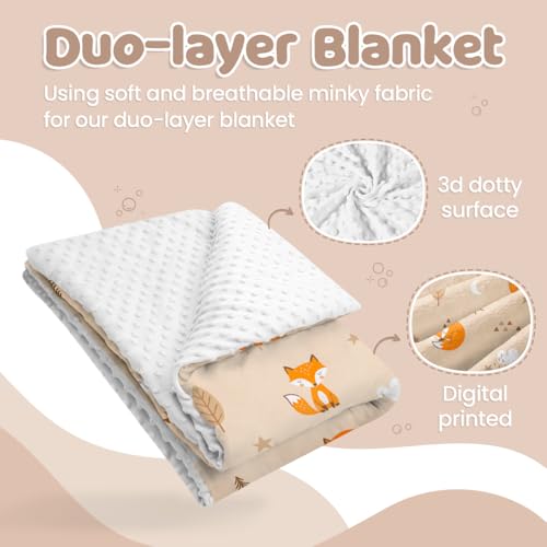Image of SANDJEST Fox Minky Blanket 30 x 40 Inches, Gift for Christmas Birthday