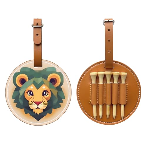 Cartoon Lion Brown Golf tee Storage Bag - Durable and wear-Resistant Golf Accessories