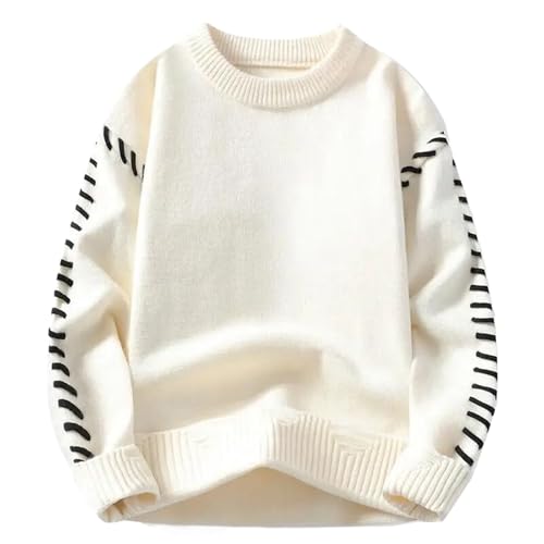Men's Autumn Winter Solid Color Loose Knit Sweater Top Pullover