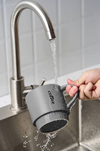 Lauchuh Stackable Coffee Mug Set With Rack - 15 Ounce For Coffee, Tea, Cocoa, Milk, Set Of 4, Father Day Gifts, Grey #TOP2