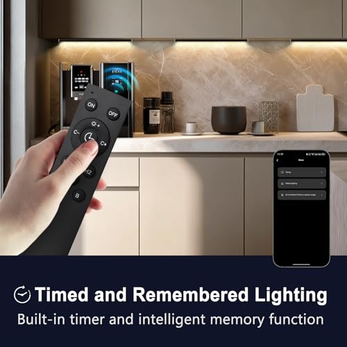 Image of VST Smart Under Cabinet Lighting 6 Bars - UL Listed CRI 93+ Adjustable Strip Lights, Alexa & Google Home Compatible, App /Voice /Hand Wave Control for Kitchen Cabinets & Closets