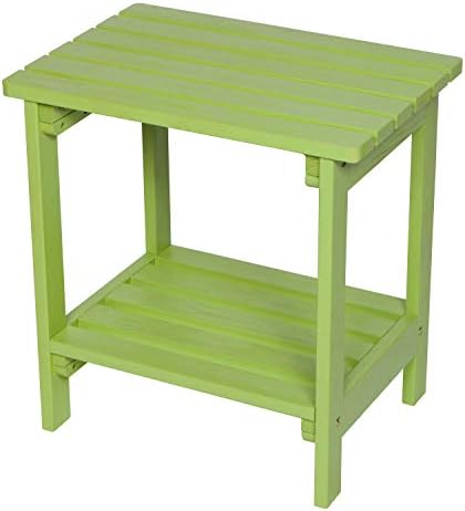Shine Company 4114LG Providence Rectangular Adirondack Outdoor Side Table | Wood Accent Table for Indoor/Outdoor – Lime Green