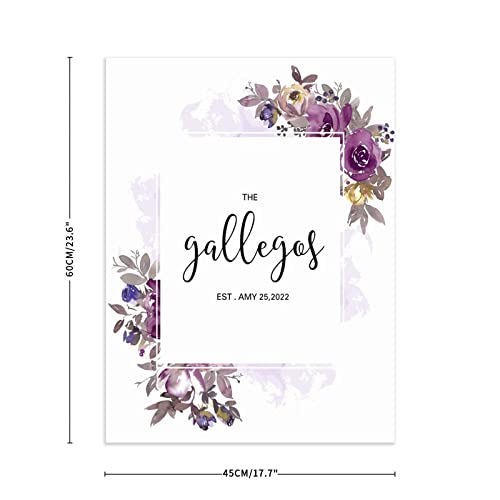 Panneau de bienvenue en bois mariage chic fleurs prune
