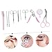 Healeved 10pcs Women Eyebrow Kit Grooming Trimming Set Tweezers Scissors and Razor for Face Beauty