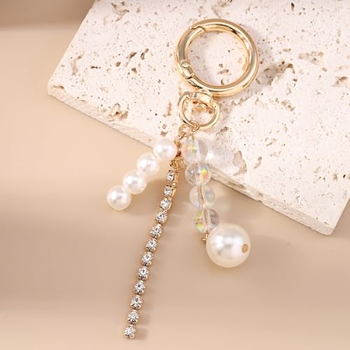 Yanwuwa Élégant Porte-clés de Coquillages et Perles pour Femmes, Élégant Porte-clés de Plage avec Charms d'Étoiles de Mer et Hippocampes, Accessoire de Clé pour Femmes, C, M – vue 6