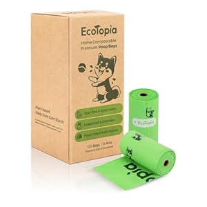 Dog Poop Bags,100% Certified Home Compostable – ASTM D6400 & EN 13432 Compliant Dog Waste Bags,Tear-Free Dog Poop Bags Rolls Refill,Extra Thick&Leakproof Doggy Poop Bags,8 Rolls 120 bags,Light Green