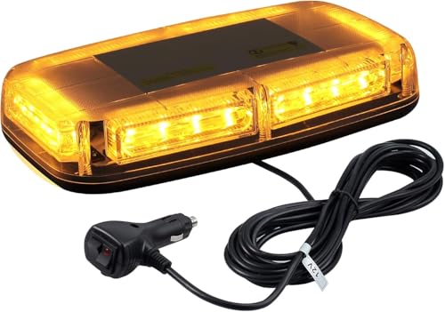 LED Luz de Advertencia Estroboscópica Coche 12V / 24V 7 Modos de Luz con 5M Interruptor del Encendedor de Cigarrillos 24LEDs Luz de Techo Ambar de Emergencia para SUV Remolque Caminones