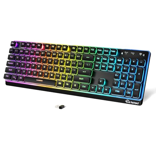 Clavier sans fil RVB FREEWOLF M104 pour télétravail sur PC et Mac ergonomique