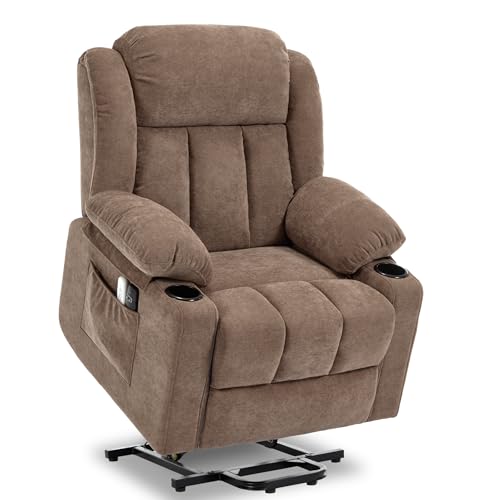 Sfxingyou Power Lift Recliner Chair for Elderly with Massage and Heat, Reclining Sofa Chair with USB & Type-C Ports and Cup Holders, L1288(Brown)