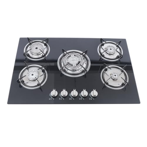 Estufa de gas empotrable de 5 llamas, cocina de gas, vitrocerámica, cocina de gas empotrada, para casa, autocaravana, gas natural y propano