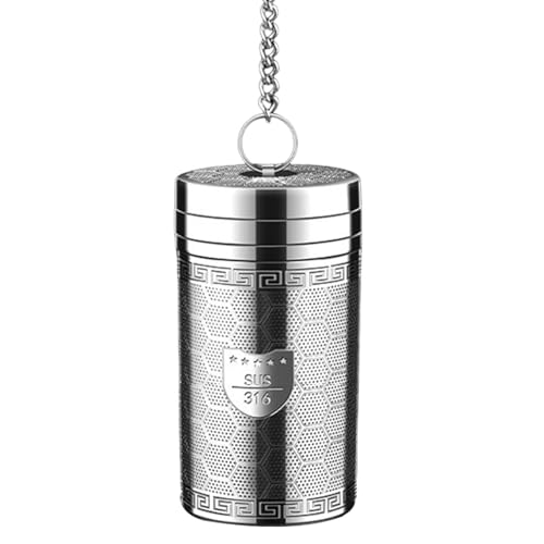 Infusor de té – Colador de té de hojas sueltas de acero inoxidable con tapa roscada | Filtro de gancho de cadena extendida | Soporte de metal reutilizable para preparar infusiones negras y verdes en