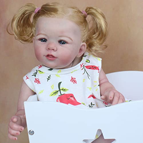 YIHANGG 50cm Soft Silicone Reborn Baby Doll 20inch Blonde Hair Girl Toddler Princess Doll 3D Paint Skin Realistic Collection Art Doll Kid