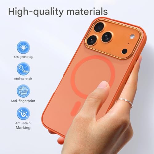 Image of Elzzi Magnetic for iPhone 17 Pro Max Case (2025)(Compatible with MagSafe)(Military Grade Drop Protection) Matte Shockproof with Anti-Fingerprint Phone Cover, 6.9''|Cosmic Orange