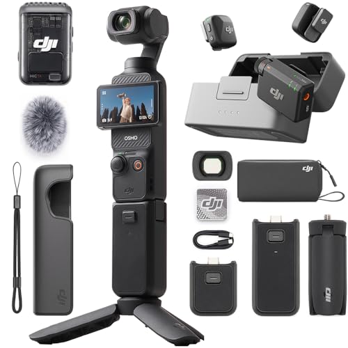Image of DJI Osmo Pocket 3 Creator Combo 4K 120fps Handheld 3-Axis Gimbal Bundle Mic Mini (2 TX + 1 RX + Charging Case), Ultralight, Audio, 48h Use