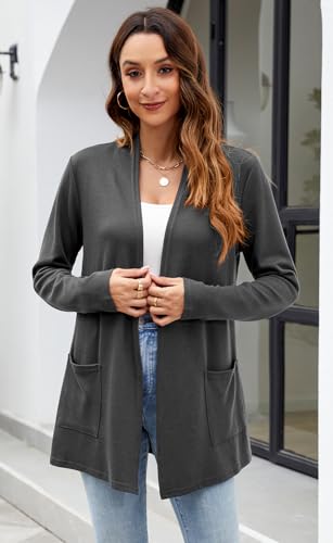 Image of Newchoice Womens Lightweight Long Sleeve Cardigans with Pockets Summer Casual Open Front Sweater Cardigan Duster