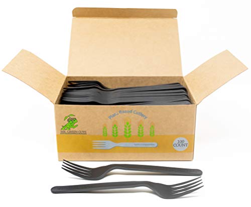Compostable Heavyweight Disposable Forks - 100 Count CPLA Forks - Eco Friendly Compostable Forks Made from Cornstarch