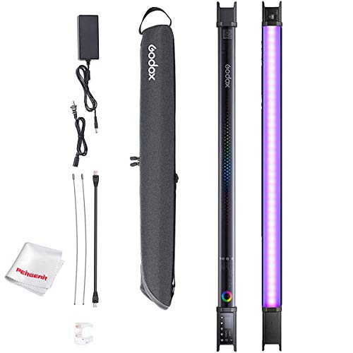 Godox TL60 Full-Color RGB Tube Light, CRI 96 TLCI 98 Accurate Color, 2700k-6500K Adjustable, 39 Light Effects, Supports APP/Remote/DMX Control, App Supports Color Gel Mode and Color Picker