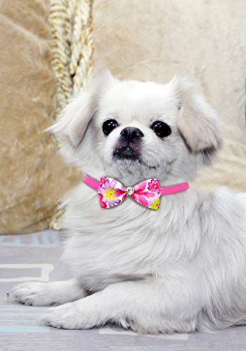 JpGdn 12pcs Pet Bowties Dog Bow Ties Neck Bows with Glittery Rhinestone Adjustable Neckties Collar for Small Medium Puppy Doggy Cats Animals Grooming Accessories